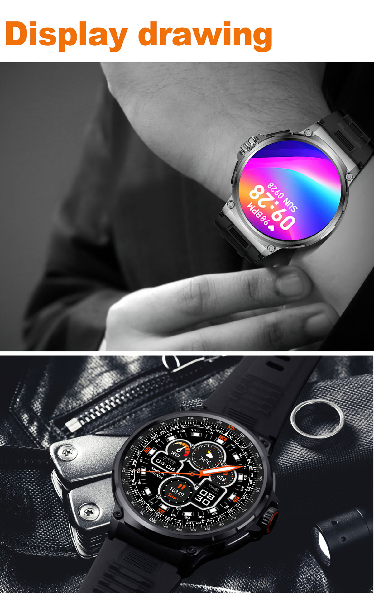 V69 Smartwatch 1,85" Display 400+ Zifferblätter 710 mAh Akku Smartwatch